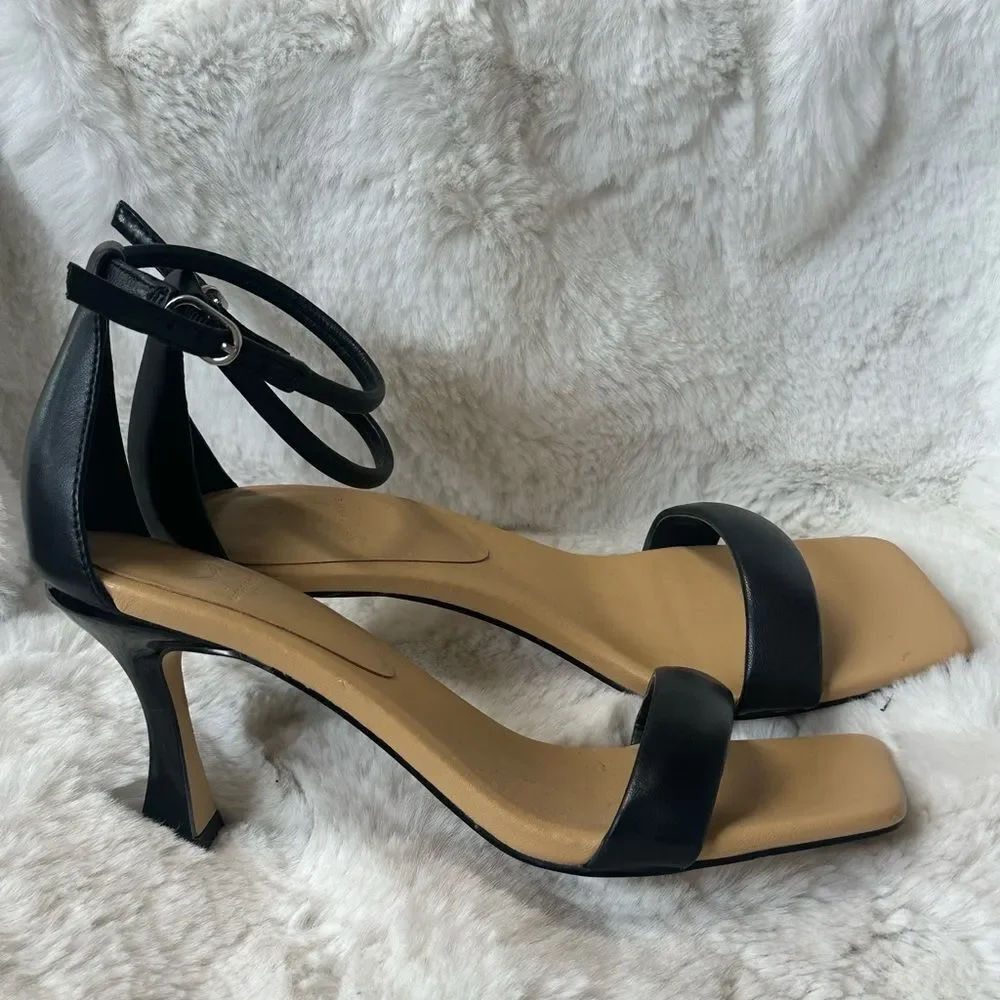Marc Fisher Derine leather square open toe heeled sandal 7.5